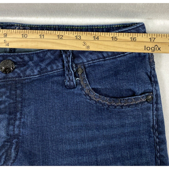 Wrangler Rock 47 Jeans Junior 11 x 33 Dark Wash Denim Stretch Straight Ultra Low - Picture 7 of 10